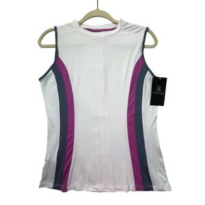 NWT PGA TOUR Womens Sleeveless Bright White Golf Top Side Panel Mock Neck Sz S